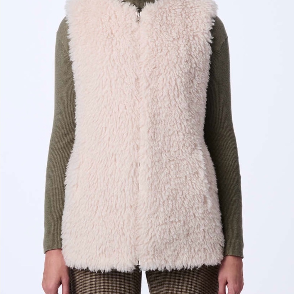 Collection by Bernardo Everly White Faux Fur Vest Sleeveless Boho Hippie Sz XL